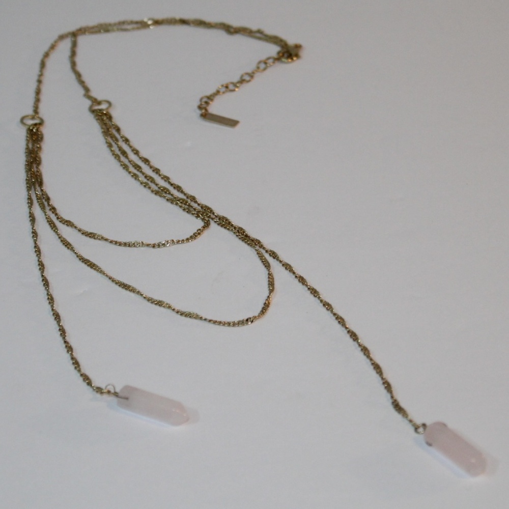 Boho Layered Necklace Gold Minimalist Crystals NEW